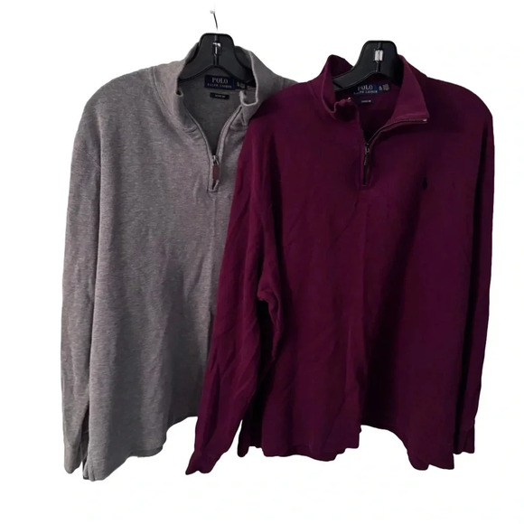 2 Polo Ralph Lauren 1/4 Zip Sweaters Estate Rib 1-gray1-burgundy Sz XL - Picture 1 of 13